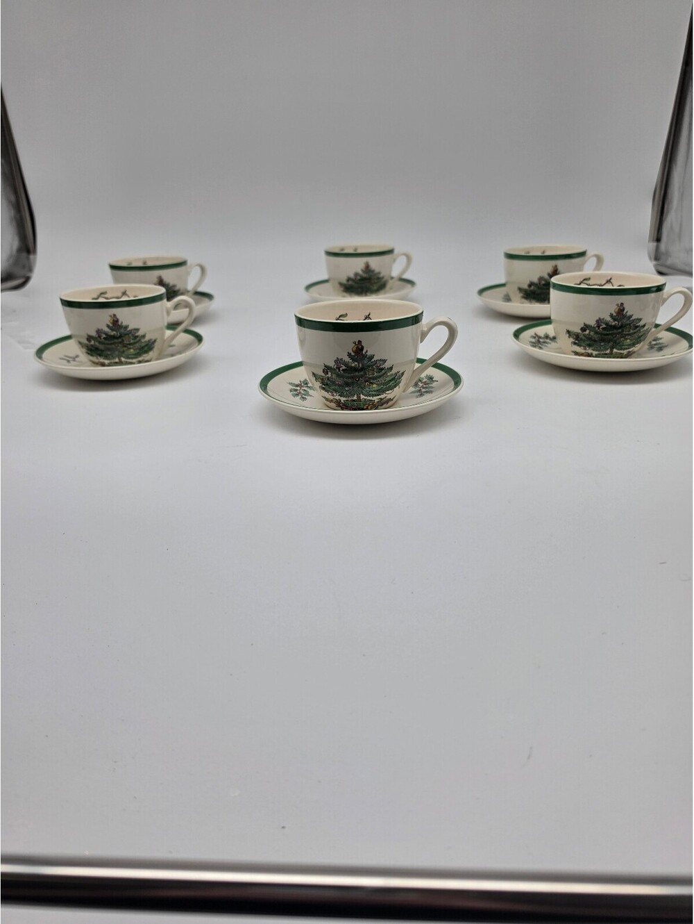 Spode Christmas Tree Tea Cup and Saucer Set - 6 Pieces